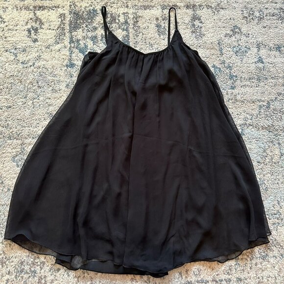 Express | Black Beaded Sheer Lined Slip Mini Dress Women's Small Spaghetti Strap - Picture 7 of 12